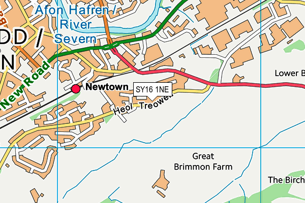 SY16 1NE map - OS VectorMap District (Ordnance Survey)