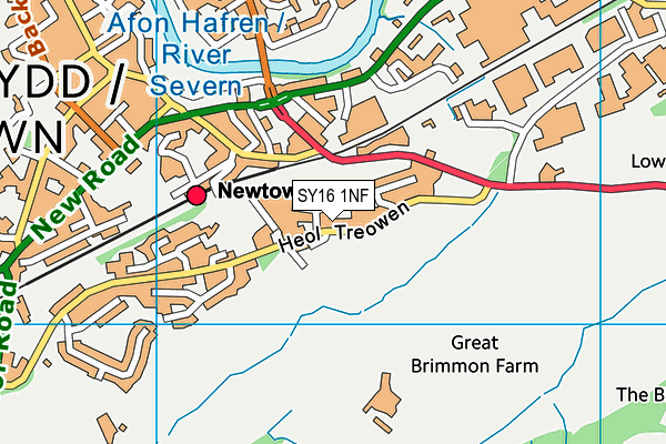 SY16 1NF map - OS VectorMap District (Ordnance Survey)