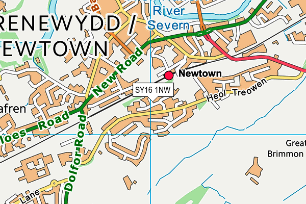 SY16 1NW map - OS VectorMap District (Ordnance Survey)