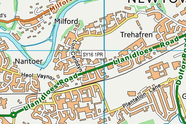 SY16 1PR map - OS VectorMap District (Ordnance Survey)