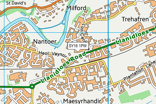 SY16 1PW map - OS VectorMap District (Ordnance Survey)