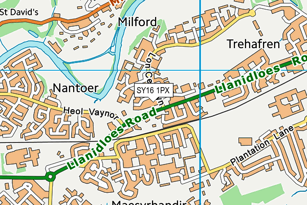 SY16 1PX map - OS VectorMap District (Ordnance Survey)