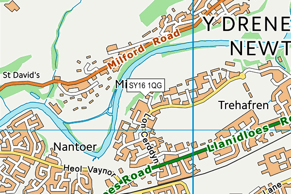 SY16 1QG map - OS VectorMap District (Ordnance Survey)