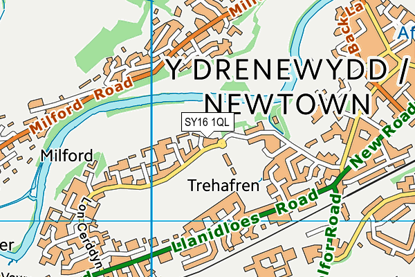 SY16 1QL map - OS VectorMap District (Ordnance Survey)