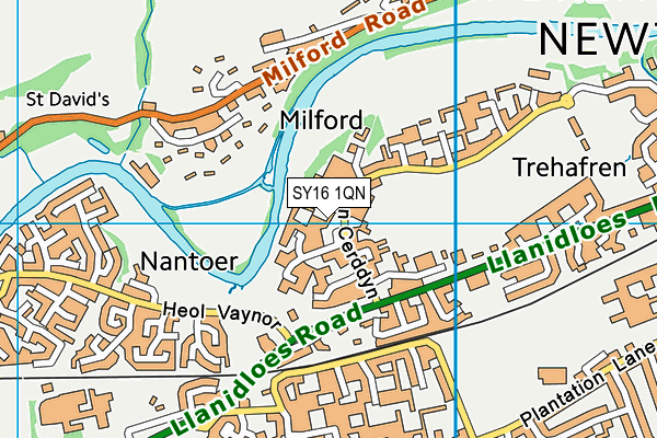 SY16 1QN map - OS VectorMap District (Ordnance Survey)