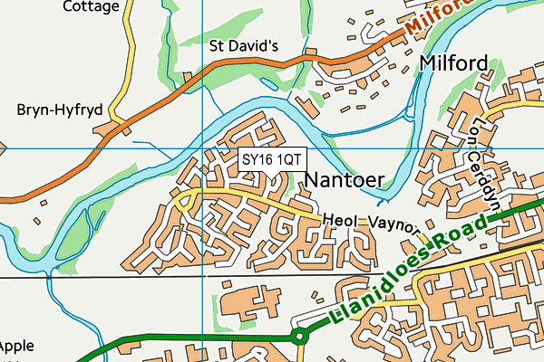 SY16 1QT map - OS VectorMap District (Ordnance Survey)