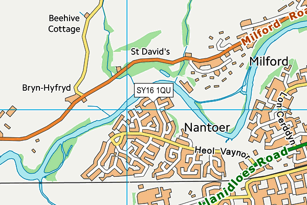 SY16 1QU map - OS VectorMap District (Ordnance Survey)