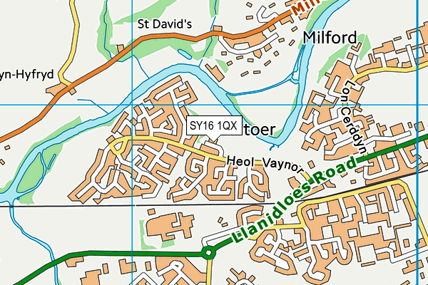 SY16 1QX map - OS VectorMap District (Ordnance Survey)