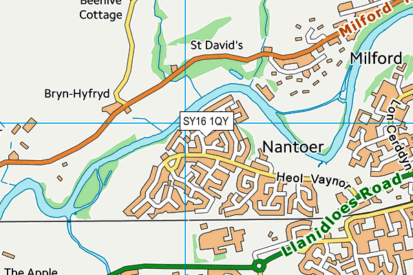 SY16 1QY map - OS VectorMap District (Ordnance Survey)