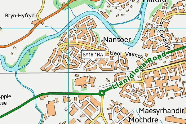 SY16 1RA map - OS VectorMap District (Ordnance Survey)