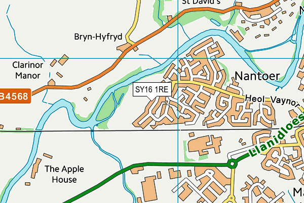 SY16 1RE map - OS VectorMap District (Ordnance Survey)