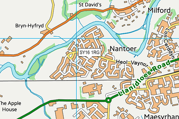 SY16 1RG map - OS VectorMap District (Ordnance Survey)