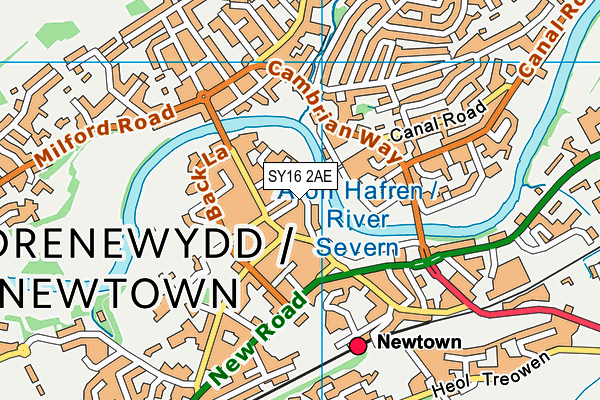 SY16 2AE map - OS VectorMap District (Ordnance Survey)