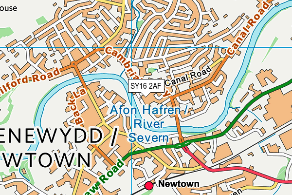 SY16 2AF map - OS VectorMap District (Ordnance Survey)