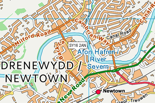 SY16 2AN map - OS VectorMap District (Ordnance Survey)