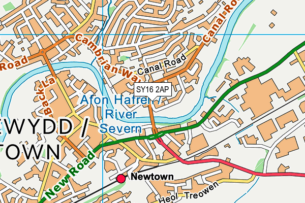 SY16 2AP map - OS VectorMap District (Ordnance Survey)