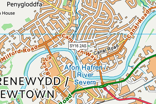 SY16 2AS map - OS VectorMap District (Ordnance Survey)