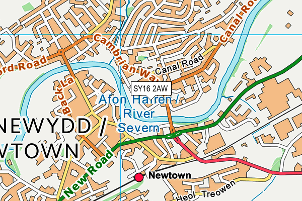 SY16 2AW map - OS VectorMap District (Ordnance Survey)