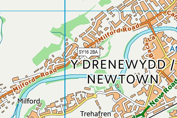 SY16 2BA map - OS VectorMap District (Ordnance Survey)