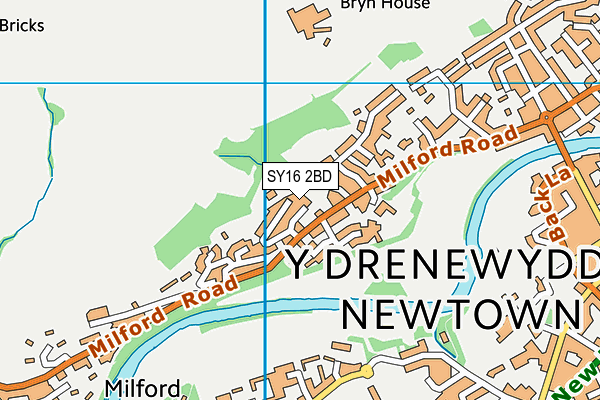 SY16 2BD map - OS VectorMap District (Ordnance Survey)