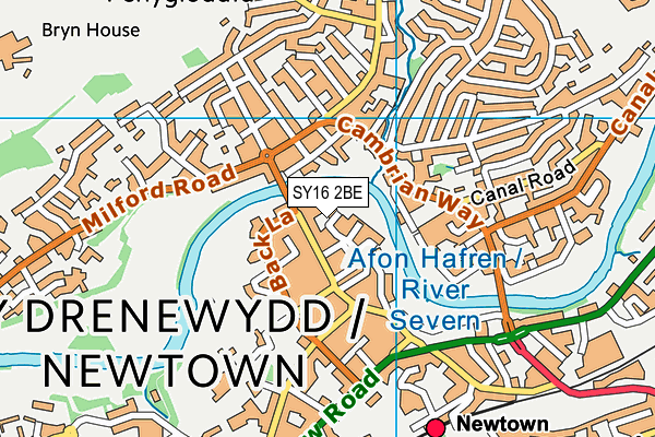 SY16 2BE map - OS VectorMap District (Ordnance Survey)