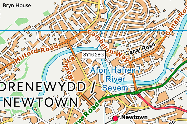 SY16 2BG map - OS VectorMap District (Ordnance Survey)