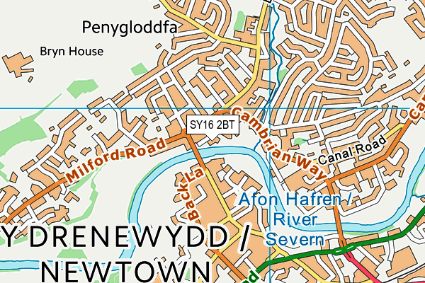 SY16 2BT map - OS VectorMap District (Ordnance Survey)