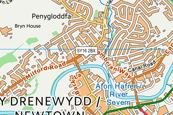 SY16 2BX map - OS VectorMap District (Ordnance Survey)