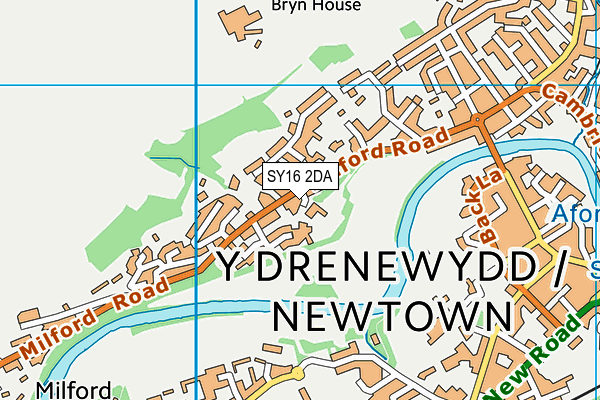 SY16 2DA map - OS VectorMap District (Ordnance Survey)