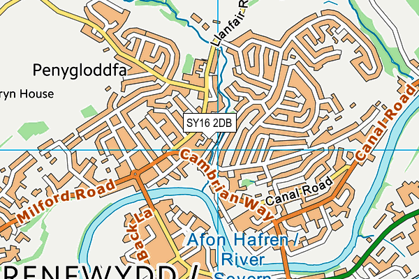 SY16 2DB map - OS VectorMap District (Ordnance Survey)