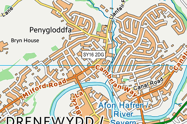 SY16 2DG map - OS VectorMap District (Ordnance Survey)