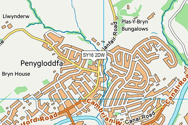 SY16 2DW map - OS VectorMap District (Ordnance Survey)