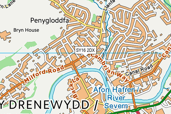 SY16 2DX map - OS VectorMap District (Ordnance Survey)