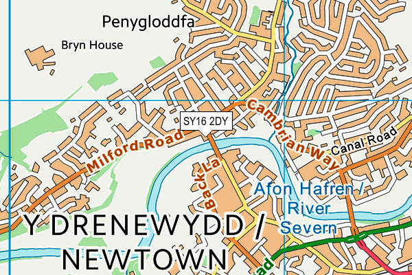 SY16 2DY map - OS VectorMap District (Ordnance Survey)