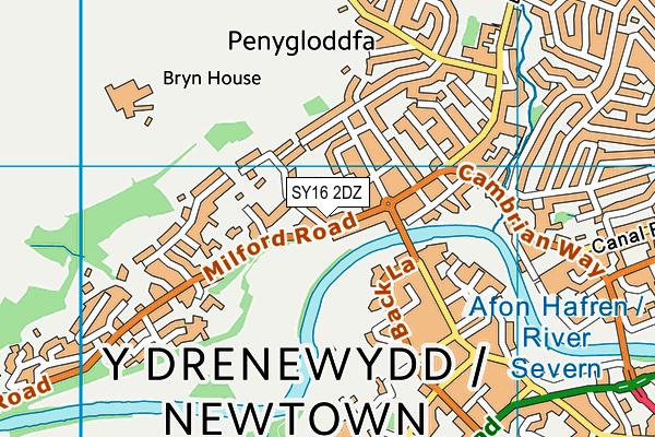 SY16 2DZ map - OS VectorMap District (Ordnance Survey)