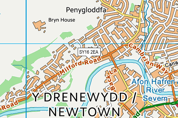 SY16 2EA map - OS VectorMap District (Ordnance Survey)