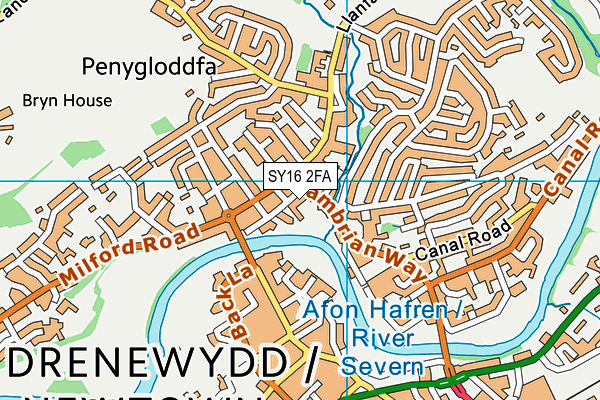 SY16 2FA map - OS VectorMap District (Ordnance Survey)