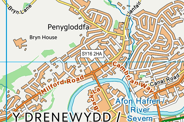 SY16 2HA map - OS VectorMap District (Ordnance Survey)