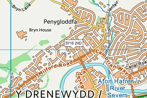 SY16 2HD map - OS VectorMap District (Ordnance Survey)