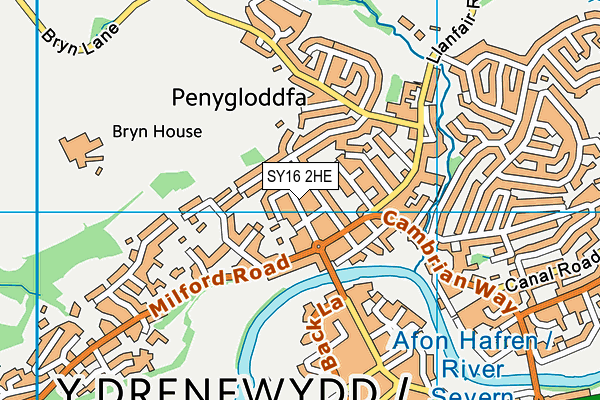 SY16 2HE map - OS VectorMap District (Ordnance Survey)