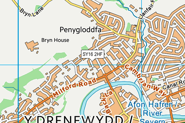 SY16 2HF map - OS VectorMap District (Ordnance Survey)