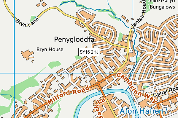 SY16 2HJ map - OS VectorMap District (Ordnance Survey)