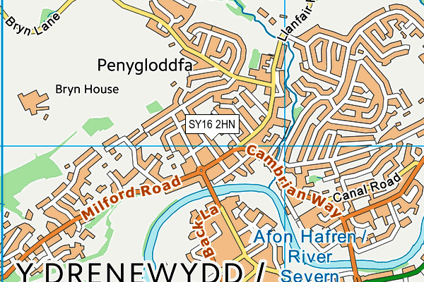 SY16 2HN map - OS VectorMap District (Ordnance Survey)