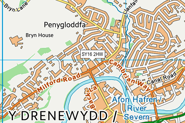 SY16 2HW map - OS VectorMap District (Ordnance Survey)