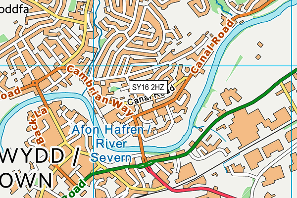 SY16 2HZ map - OS VectorMap District (Ordnance Survey)