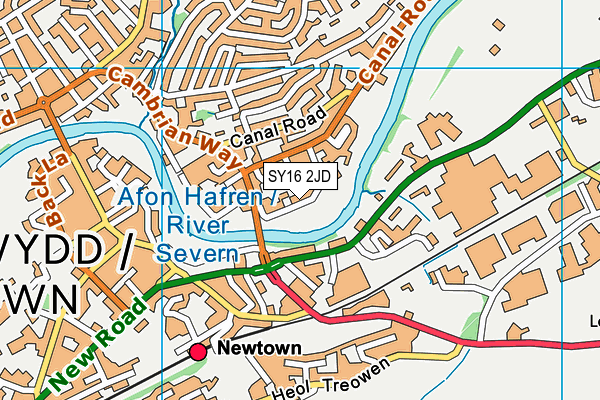 SY16 2JD map - OS VectorMap District (Ordnance Survey)