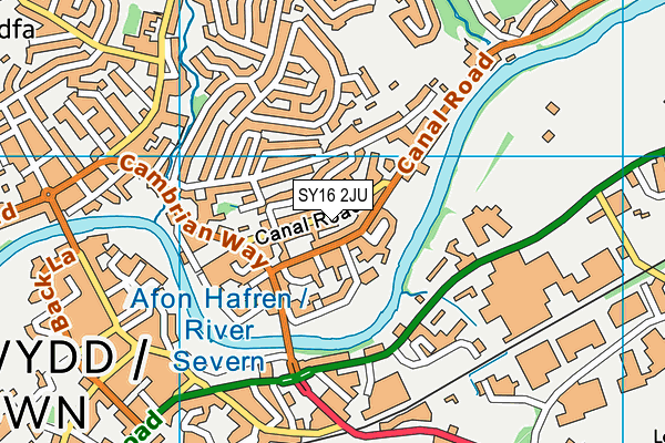 SY16 2JU map - OS VectorMap District (Ordnance Survey)