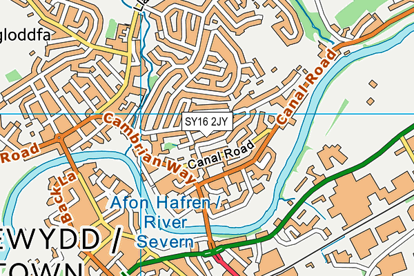 SY16 2JY map - OS VectorMap District (Ordnance Survey)