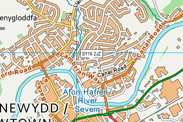 SY16 2JZ map - OS VectorMap District (Ordnance Survey)