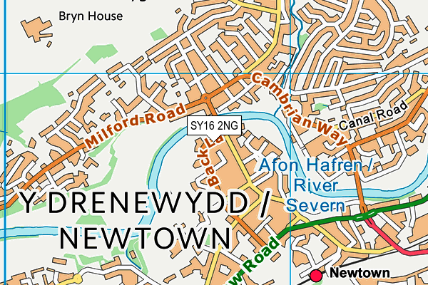 SY16 2NG map - OS VectorMap District (Ordnance Survey)